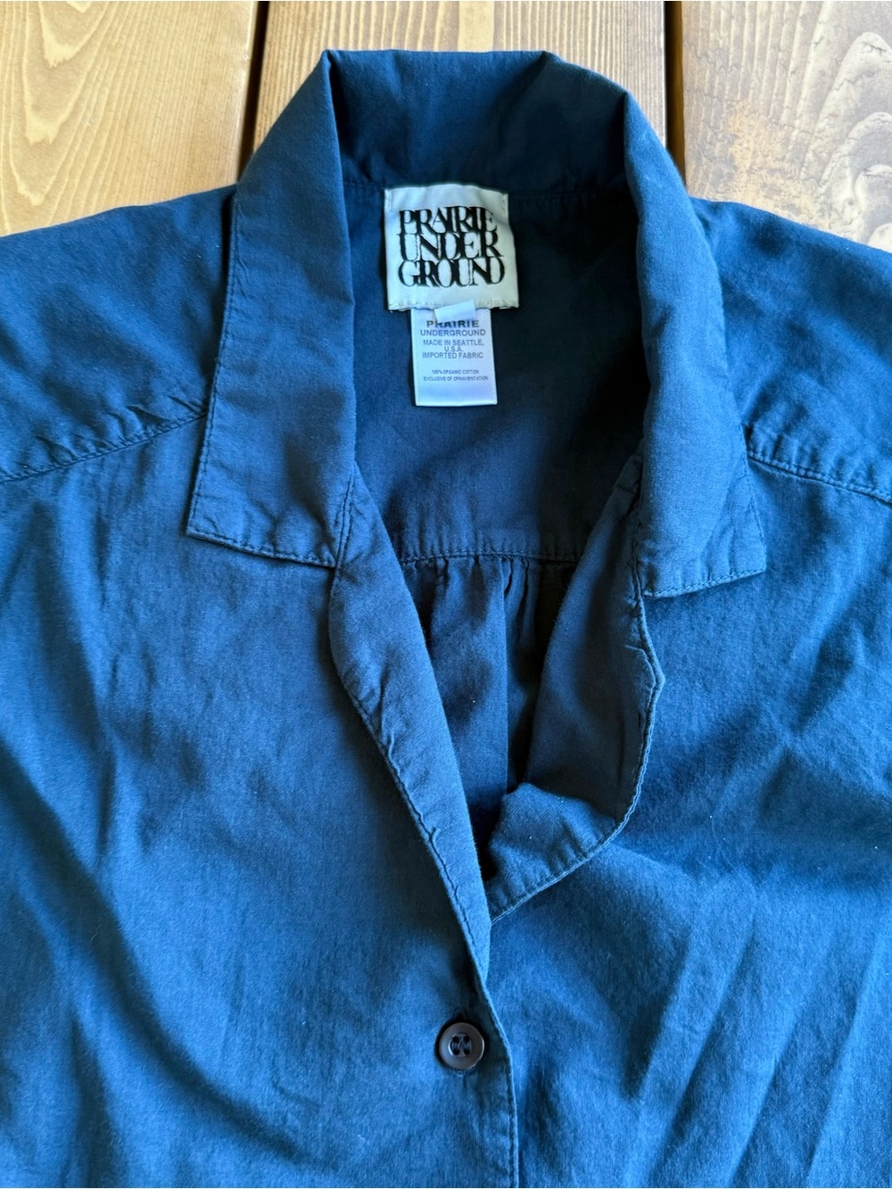 Prairie Underground Navy/teal Sleeveless Organic Cotton Button Front Blouse S - Picture 5 of 8